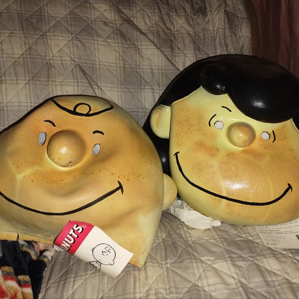 Vintage Charlie Brown and Lucy masks